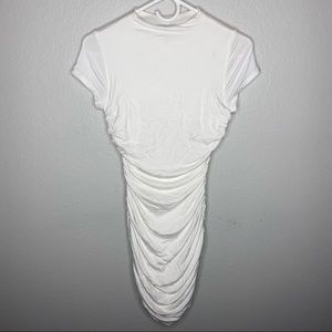 Fashion Nova White High Neck Scrunch Singe Dress